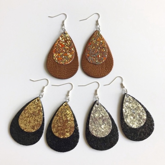Jewelry - NEW Brown & Gold Tear Drop Earrings